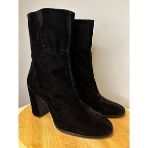 Valentina‎ Rangoni Women's Vero Cuoio Velvet Blocked Heeled Boots Black Size 9M